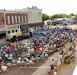 Photo of concert crowd from above